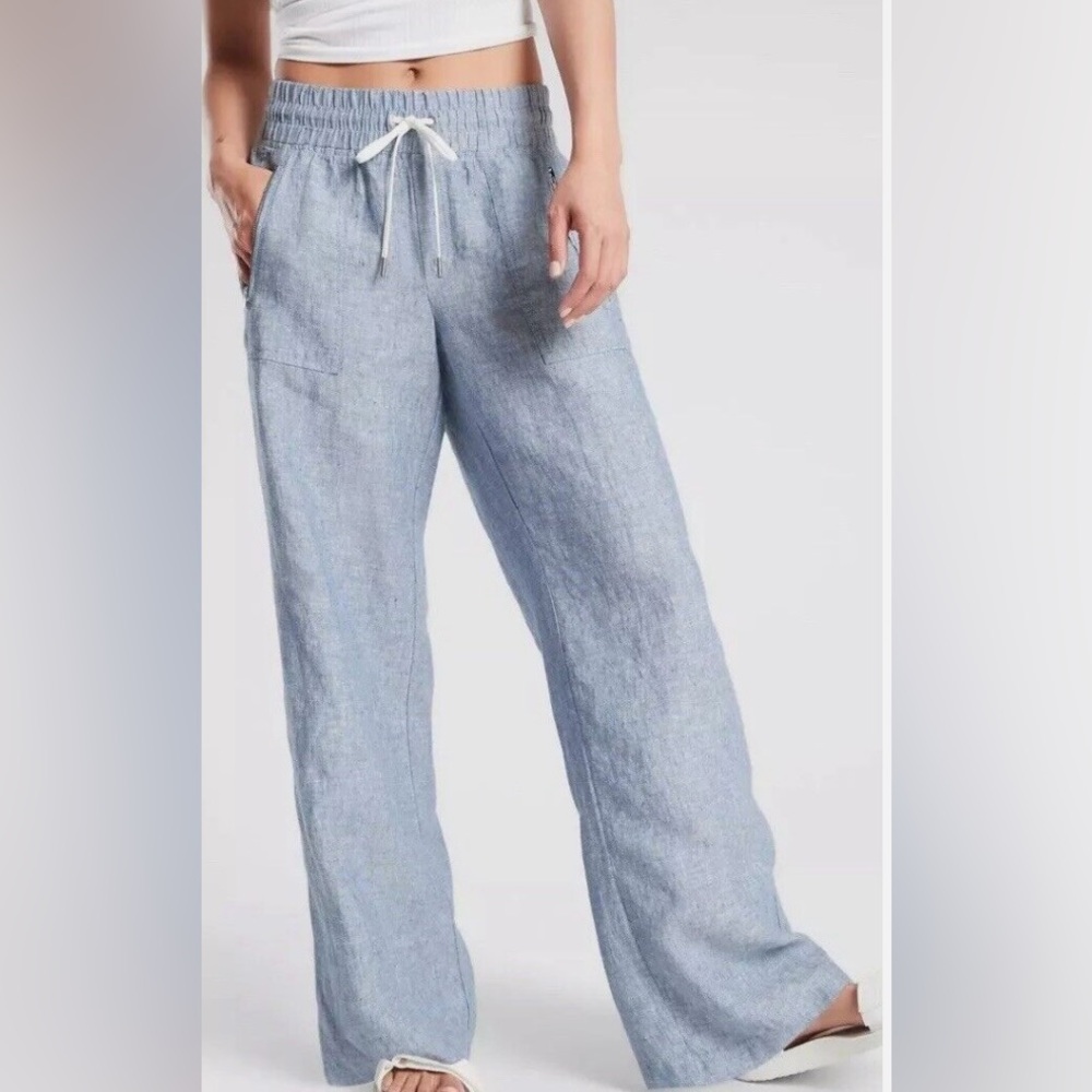 Athleta Cabo Linen Wide Leg Pants